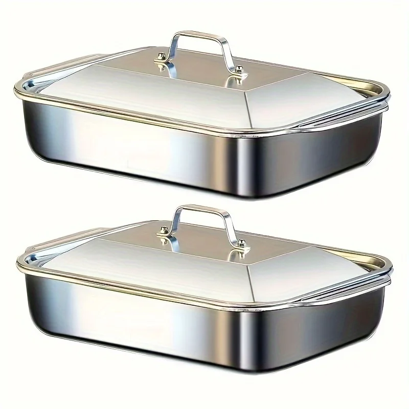 Premium Steel Roasting Pan - Kitchen Baking Tray - Image 2