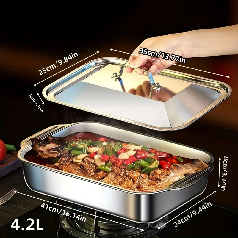 Premium Steel Roasting Pan - Kitchen Baking Tray
